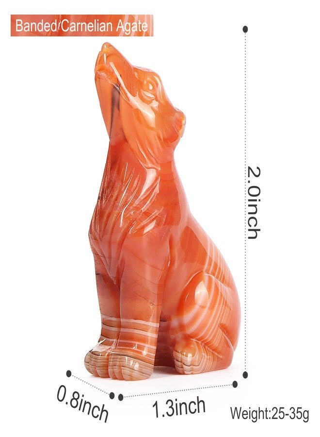Artistone Crystal Wolf Statue 2.0 inch Hand-Craved Red Banded Agate Wolf Figurine Animal Sculpture Healing Stone for Meditation Home Decor Gifts - Image 2