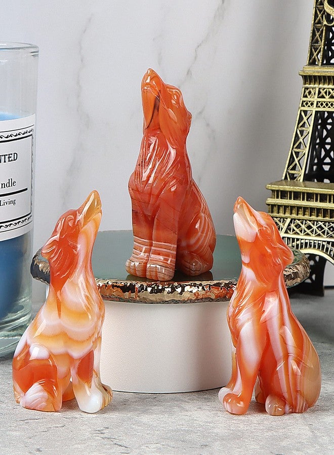 Artistone Crystal Wolf Statue 2.0 inch Hand-Craved Red Banded Agate Wolf Figurine Animal Sculpture Healing Stone for Meditation Home Decor Gifts - Image 5
