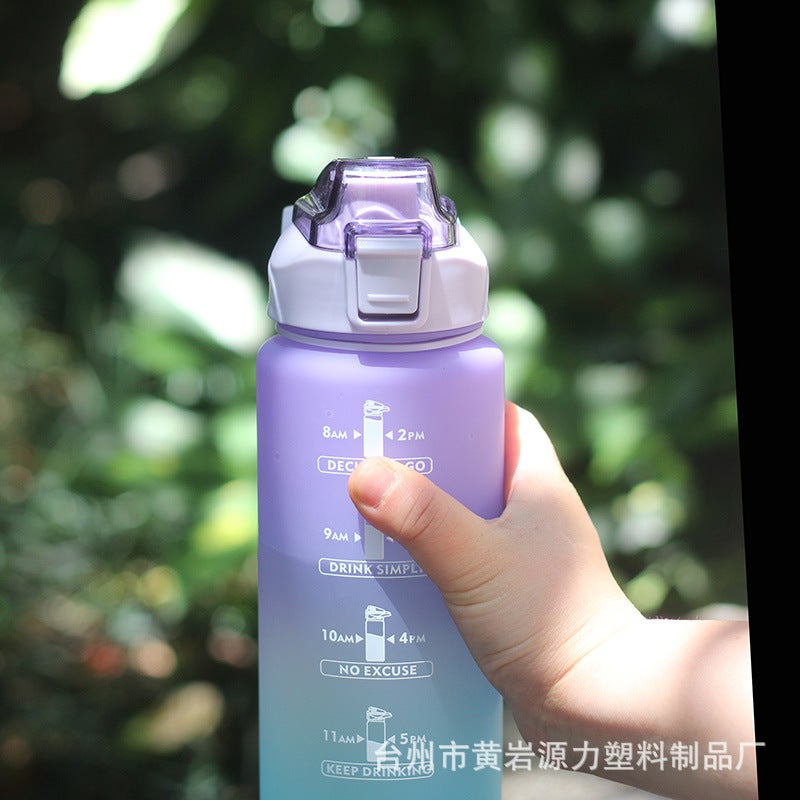 YL Gradient Color Water Bottle, Frosted Space Cup with Portable Strap and Drinking Spout, 1000ml - Gym & Sports Water  Bottle - Image 5