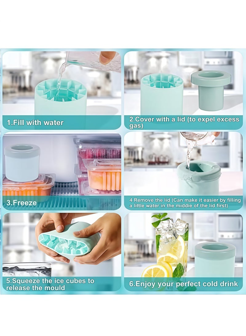 Silicone Mini Cylinder Ice Cube Mold - Make 40 Small Ice Cubes in a Bucket with Lid - Easy-Release Press-Type Ice Cup Mold - Image 3