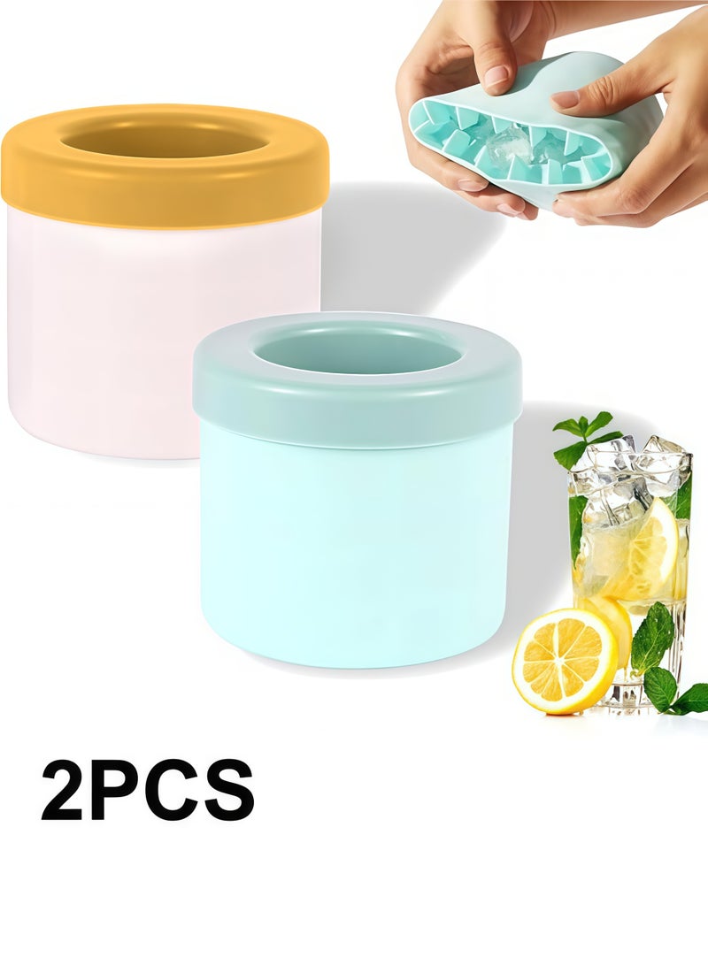 Silicone Mini Cylinder Ice Cube Mold - Make 40 Small Ice Cubes in a Bucket with Lid - Easy-Release Press-Type Ice Cup Mold - Image 1