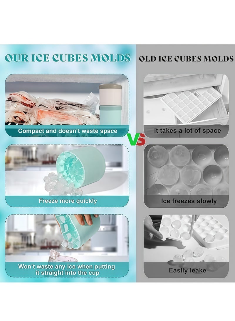 Silicone Mini Cylinder Ice Cube Mold - Make 40 Small Ice Cubes in a Bucket with Lid - Easy-Release Press-Type Ice Cup Mold - Image 4
