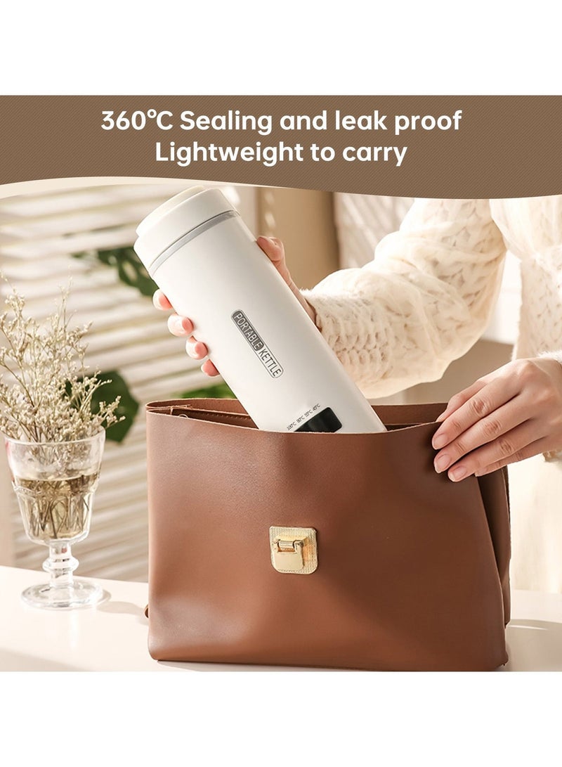 Perfin Portable Electric Kettle 500ml Thermos Cup Stainless Steel Hot Water Boiler with 4 Temperature Control, Travel Tea Coffee Kettle, Fast Boiling, Auto Shut  Off - Image 5