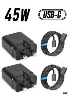 2 Pack 45W USB C Super Fast Charger for Samsung – Power Adapter for Galaxy S23 Ultra, S23+, S23, S22 Ultra, S21+, A53, A54, Z Fold 4, Z Flip 4, Galaxy Tab S8/S7 – TYPE C Plug with 1.8M Cable