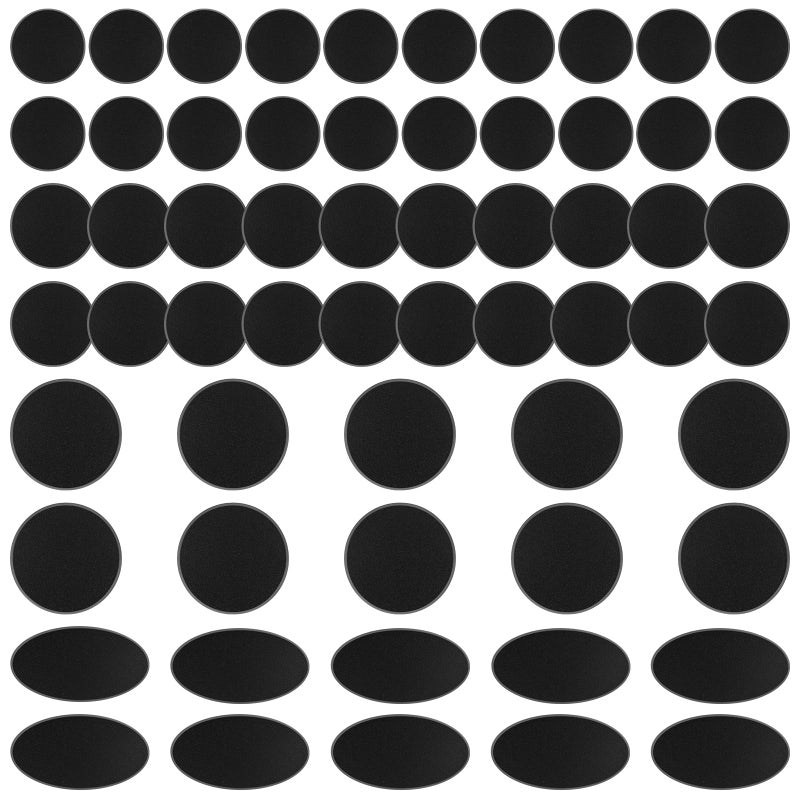 DisplayMore 60Pcs Plastic Model Miniature Bases 40mm 50mm 60mm 75X42mm,4mm/0.16 Thick Circular War Figure Display Stands For Gaming Miniatures or Wargames Role Playing Board Game Figure Toy(60PCS-40&50&60&75X42mm-Mix Black) - Image 3