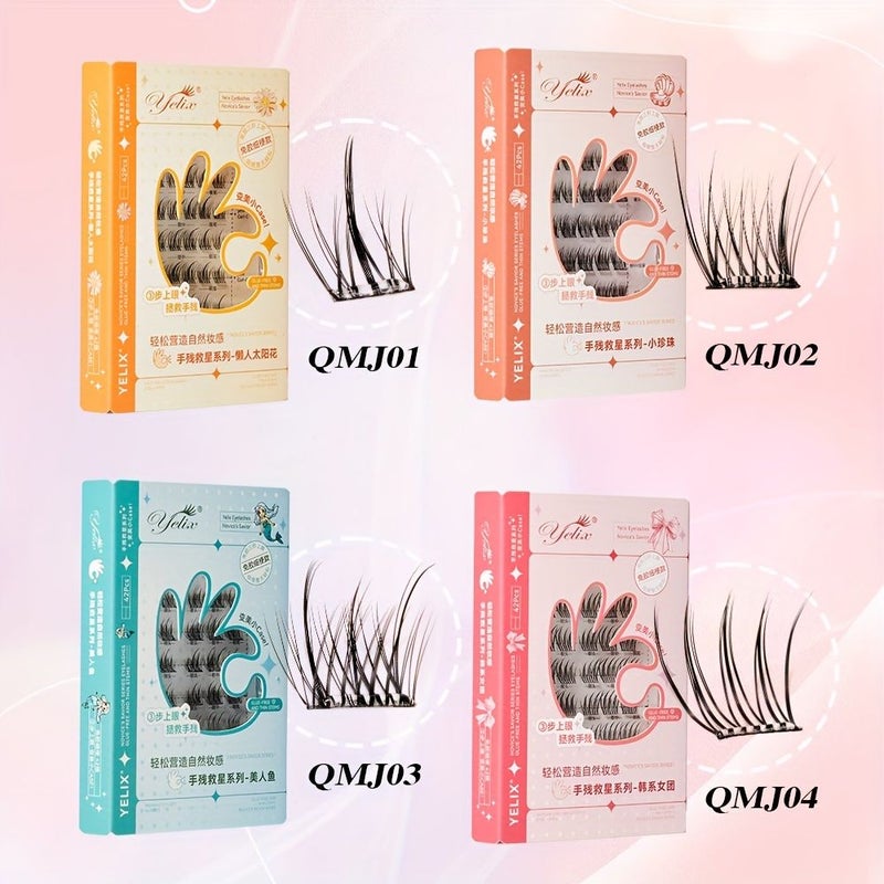 42 عناقيد C J Curl بدون غراء رموش اصطناعية مصنوعة يدويًا رموش ناعمة QMJ01 - Image 2