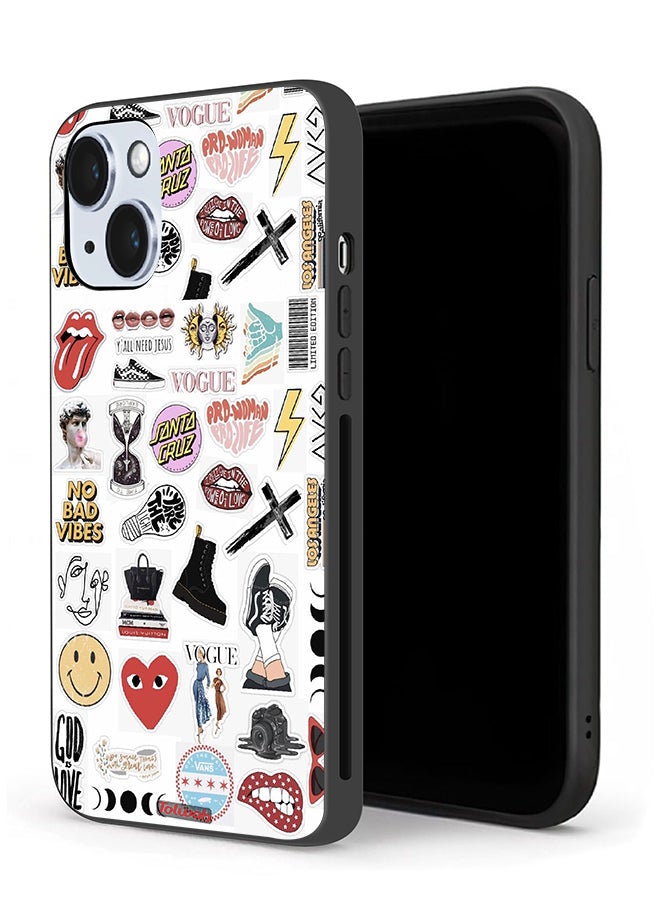 Tolwak Apple iPhone 14 Plus Protective Case No Bad Vibes Stickers - Image 1