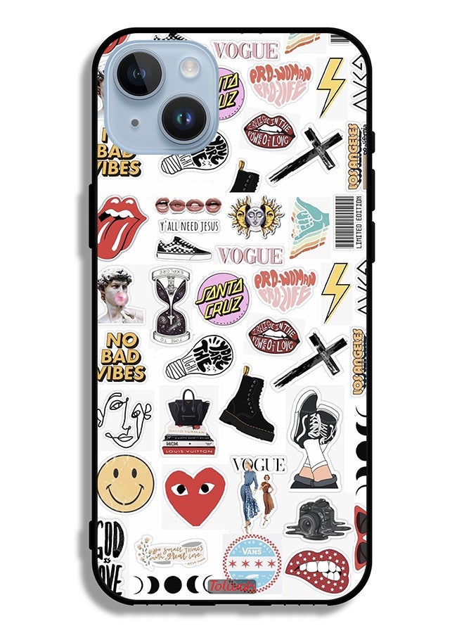 Tolwak Apple iPhone 14 Plus Protective Case No Bad Vibes Stickers - Image 2