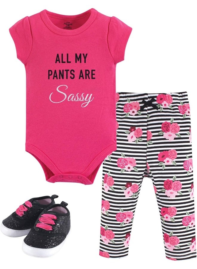 Little Treasure Little Treasure Unisex Baby Bodysuit, Pant and Shoe Set Layette Set  - Image 1