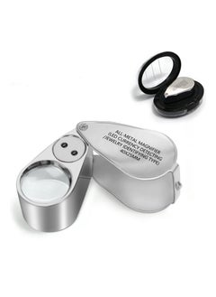 40X Full Metal Illuminated Jewelry Loupe Magnifier - Compact Pocket Folding Magnifying Glass with LED Light, 1'' Lens Diameter for Gems, Coins, Stamps, and Currency Detection.