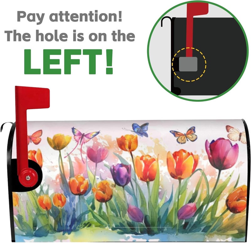 Identiy Watercolor Tulips with Butterfly Mailbox Covers Magnetic Standard Size, Spring Summer Magnetic Mailbox Covers 18"x21" for Outside Yard Decor - Image 5