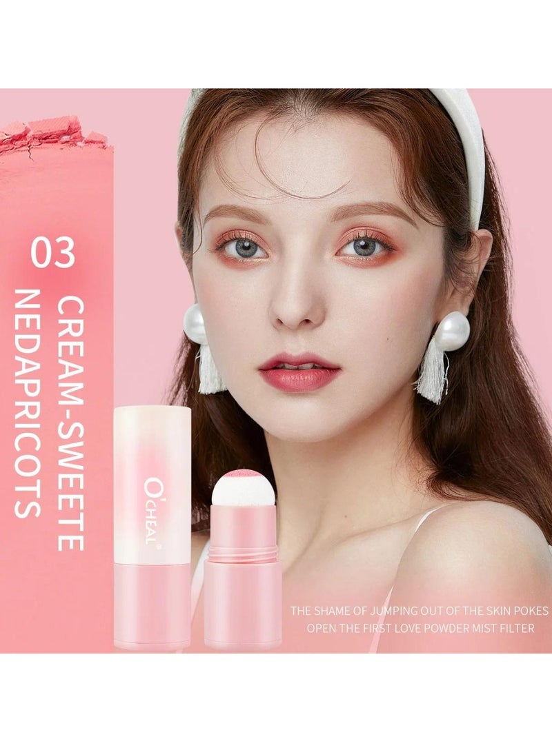 OCHEAL Vitality Air Cushion Blush Stick Sponge Head Face Rouge Contouring Pen Waterproof Natural Look Blush Stick Waterproof Natural Look Blush Stick Soft Face Brightening Contour Shadow Blush Powder 03 - Image 2
