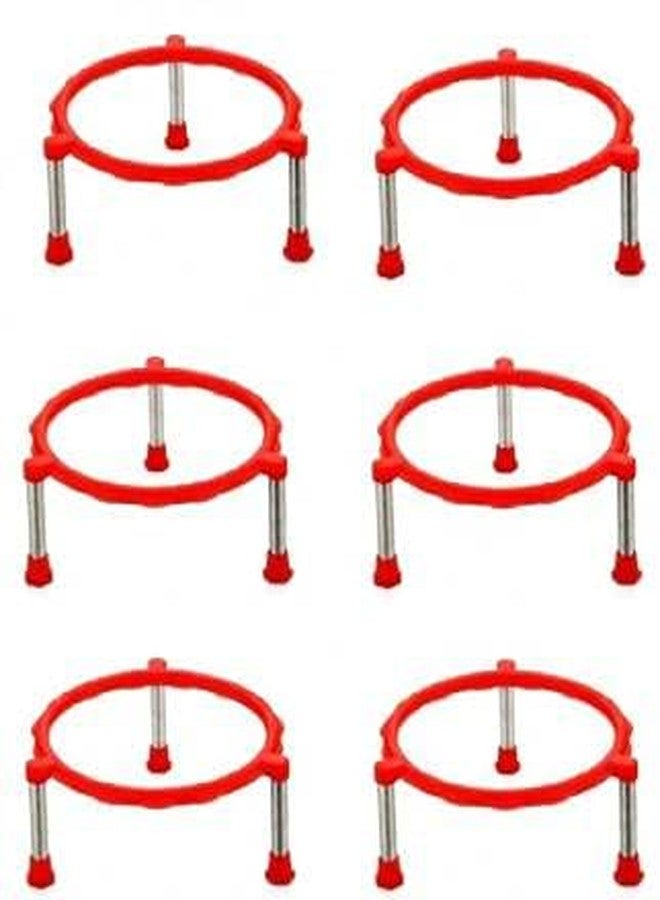 SHRIYAM CRAFT Pot Stands Stainless Steel Legs/Single Ring Matka Stand/Matka Stand(6Pcs) Color red - Image 1
