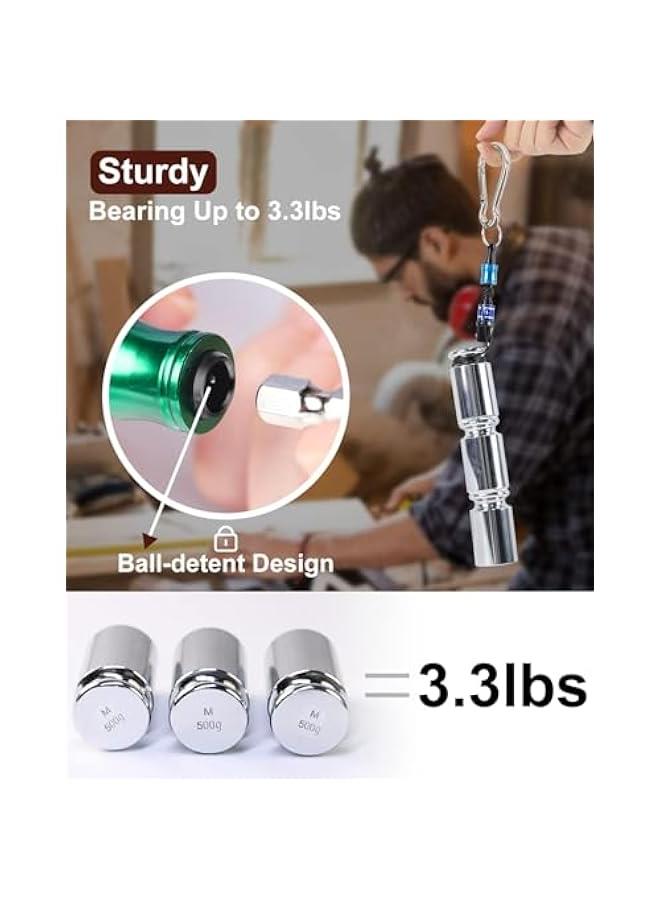 MOXO Portable 14 Hex Shank Screwdriver Bit Holder with Aluminum Alloy Quickchange Extension Bar Lightweight Keychain Drill Adapter Set for Versatile atibility Includes 6  and Sier Carabiner - Image 3