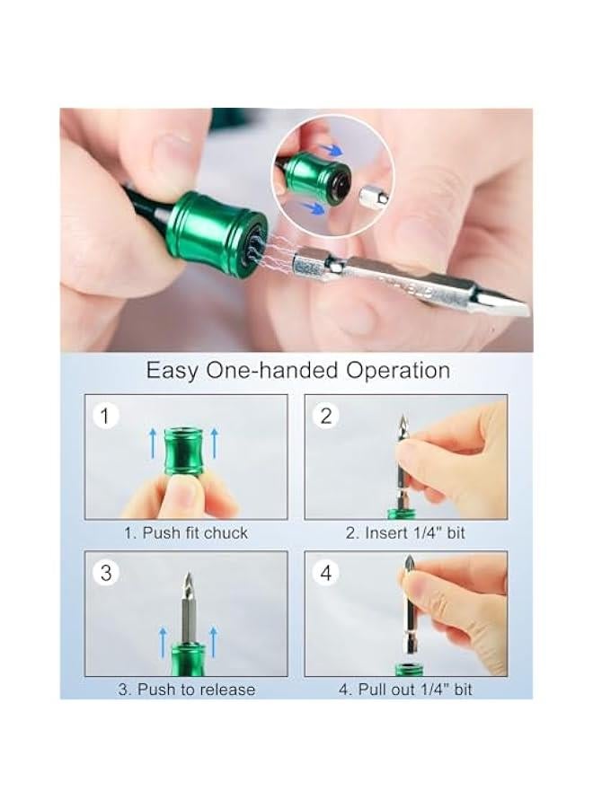 MOXO Portable 14 Hex Shank Screwdriver Bit Holder with Aluminum Alloy Quickchange Extension Bar Lightweight Keychain Drill Adapter Set for Versatile atibility Includes 6  and Sier Carabiner - Image 5