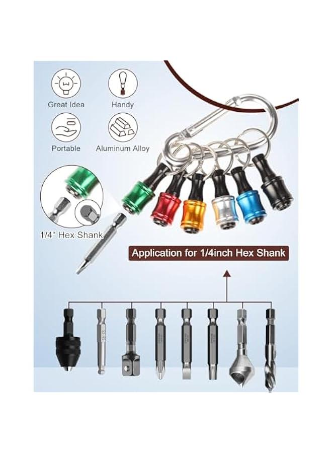 MOXO Portable 14 Hex Shank Screwdriver Bit Holder with Aluminum Alloy Quickchange Extension Bar Lightweight Keychain Drill Adapter Set for Versatile atibility Includes 6  and Sier Carabiner - Image 2