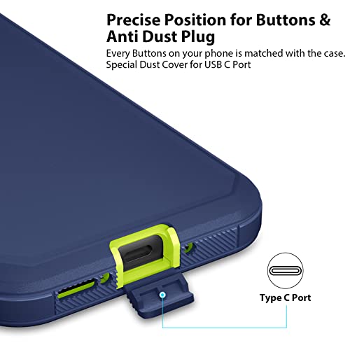 Jiunai for Samsung Galaxy A34 Case Heavy Duty Rugged Shockproof Dual Layer Port Protection Hybrid Tough Phone Cover for Samsung Galaxy A34 5G 2023 Men Women Teen Blue - Image 5