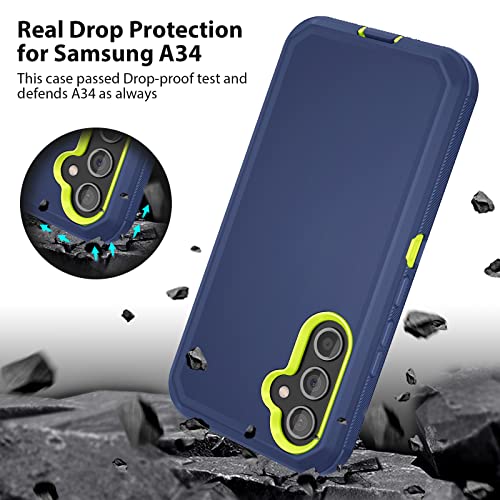 Jiunai for Samsung Galaxy A34 Case Heavy Duty Rugged Shockproof Dual Layer Port Protection Hybrid Tough Phone Cover for Samsung Galaxy A34 5G 2023 Men Women Teen Blue - Image 2