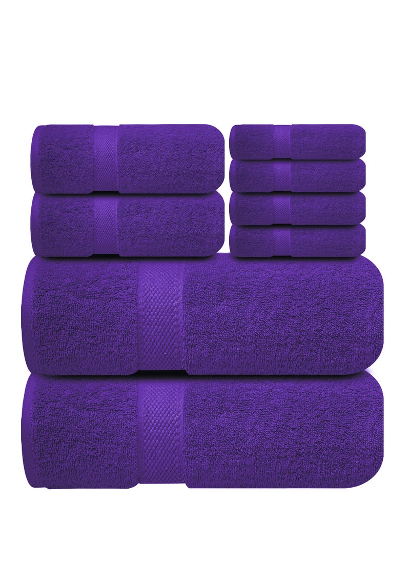 Infinitee Xclusives Premium Purple Bath Towels Set - [Pack of 8] 100% Cotton Highly Absorbent 2 Bath Towels, 2 Hand Towels and 4 Washcloths - Luxury Hotel & Spa Quality Bath Towels for Bathroom by Infinitee Xclusives  - Image 1