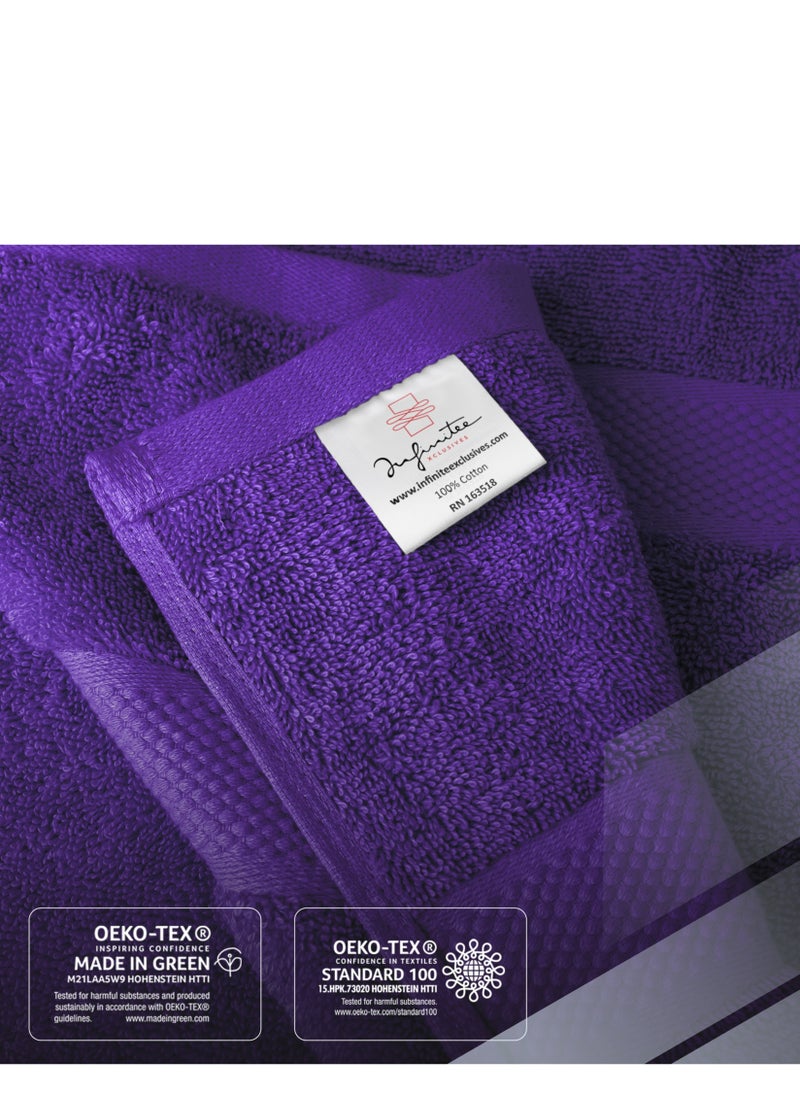 Infinitee Xclusives Premium Purple Bath Towels Set - [Pack of 8] 100% Cotton Highly Absorbent 2 Bath Towels, 2 Hand Towels and 4 Washcloths - Luxury Hotel & Spa Quality Bath Towels for Bathroom by Infinitee Xclusives  - Image 5