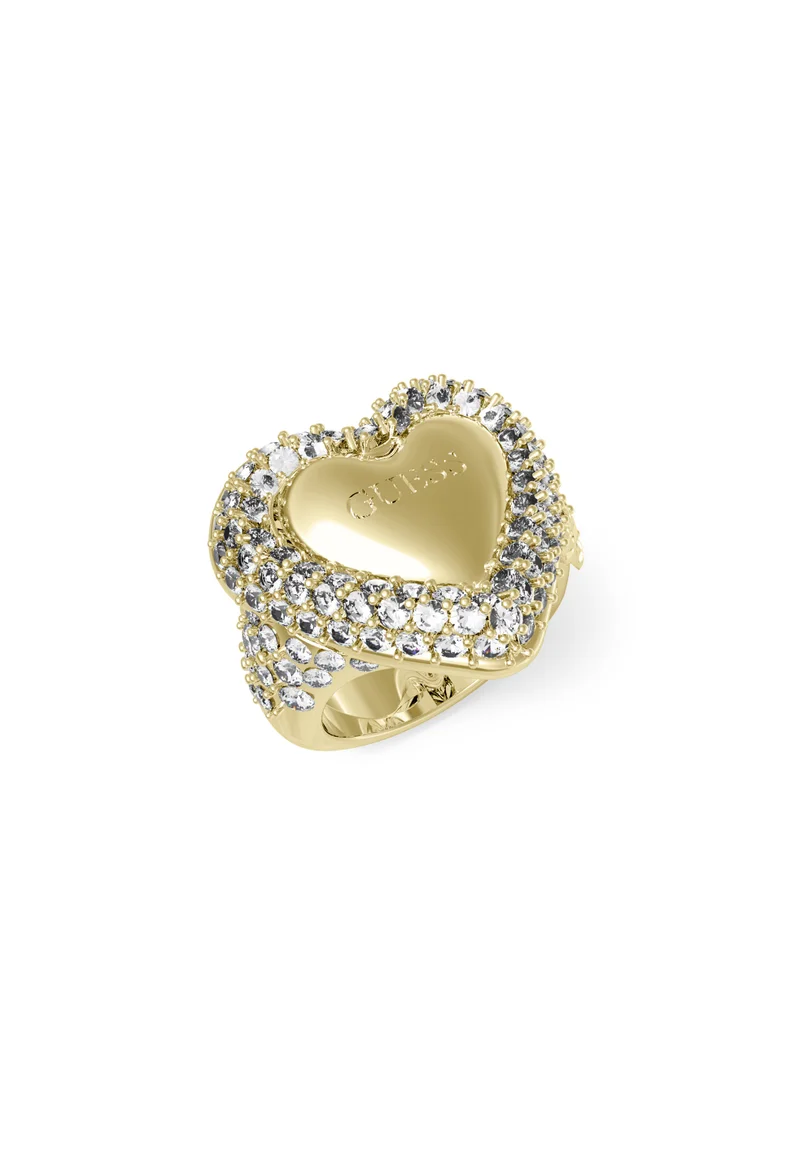 GUESS 13mm Pave Heart Signet Ring