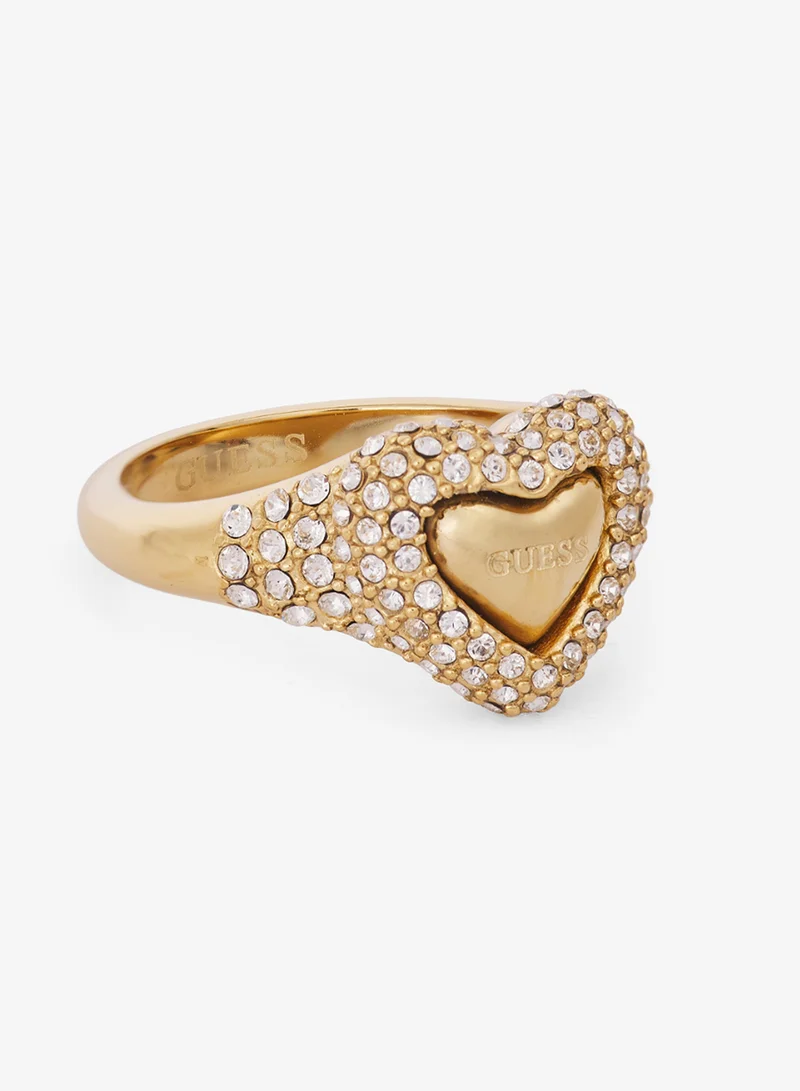 GUESS 13mm Pave Heart Signet Ring