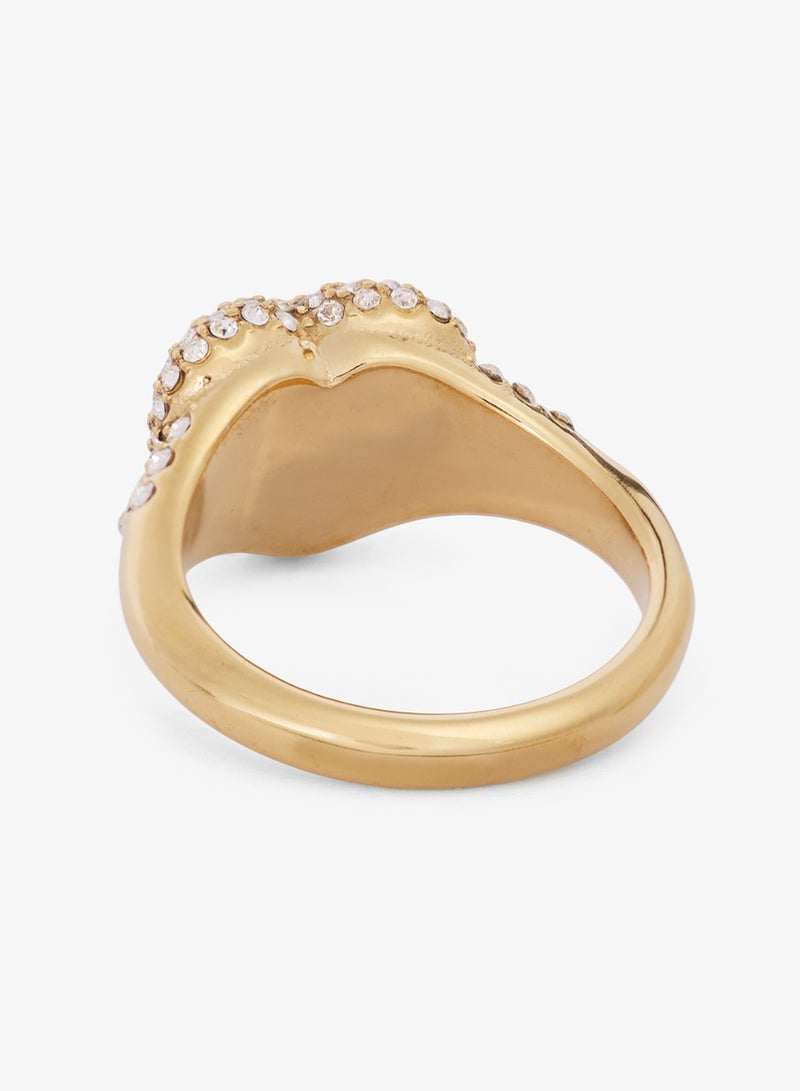 جس خاتم بتصميم قلب مرصع بالزركون مقاس  ملم - Image 3