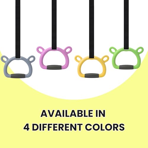 TechHark® Kids Gymnastic Rings with 11.5 Ft Adjustable Straps, Yellow Bear Design, Up to 200Kg Capacity, Silicone Grip, Home Fitness Equipment for Children and Teens Training - Image 5