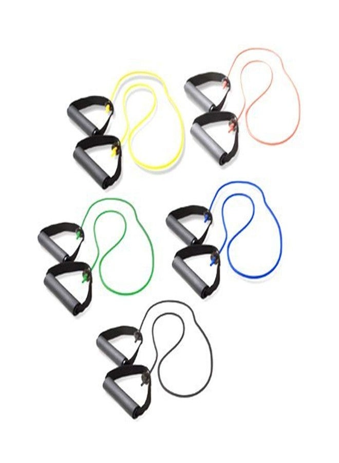 CanDo Exercise Tubing with Handles, Full Body Set, 5 Count