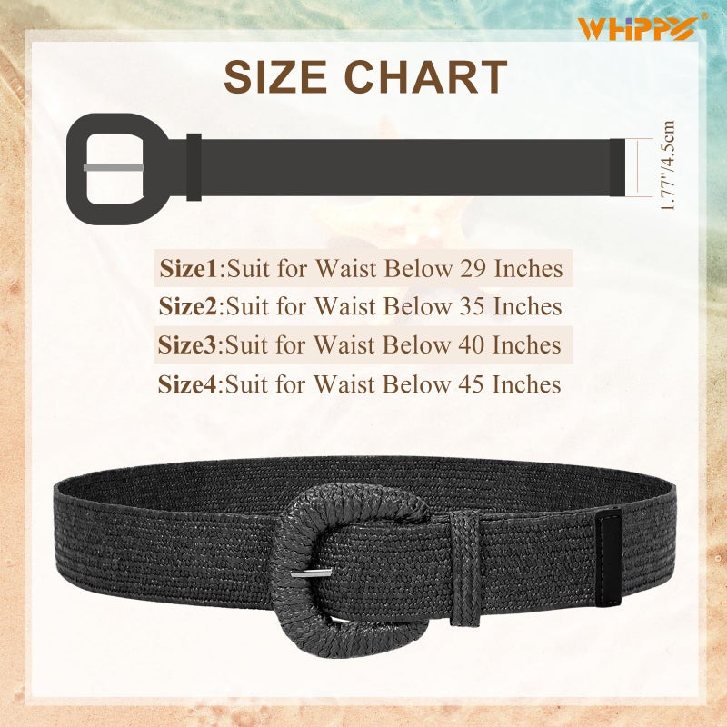 WHIPPY 3 Packs Women Straw Woven Elastic Stretch Waist Belts Fashion Boho Braided Skinny Ladies Dress Belt - Image 4