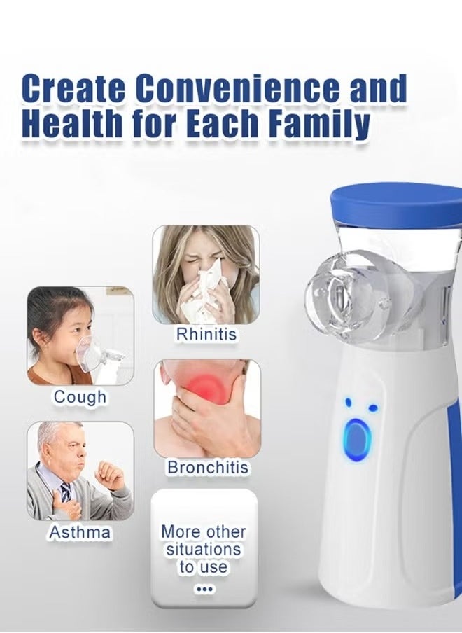Portable Nebulizer Machine,Mini Vaporizers,USB Rechargeable Handheld Mesh Inhaler,Two Ways To Use For Adults And Children With Breathing Problems, For Home Office Outdoor