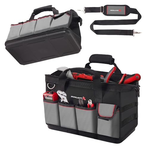 IRONLAND 165 Inch Hard Sturdy Bottom Tool Bag Organizer for Men Waterproof Heavy Duty Tool Bag with Handle Large Zipper Ideal for Mechanics Electrician Handyman Hvac Great Gift for Dad - Image 1