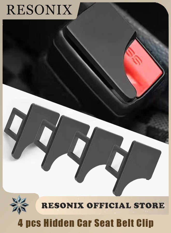 RESONIX 4 pcs Hidden Car Seat Belt Clip，Automotive Metal Seat Belt Buckle Alarm Stopper，Vehicle Seatbelt Silencers for Cancel Driving Noise - Image 1