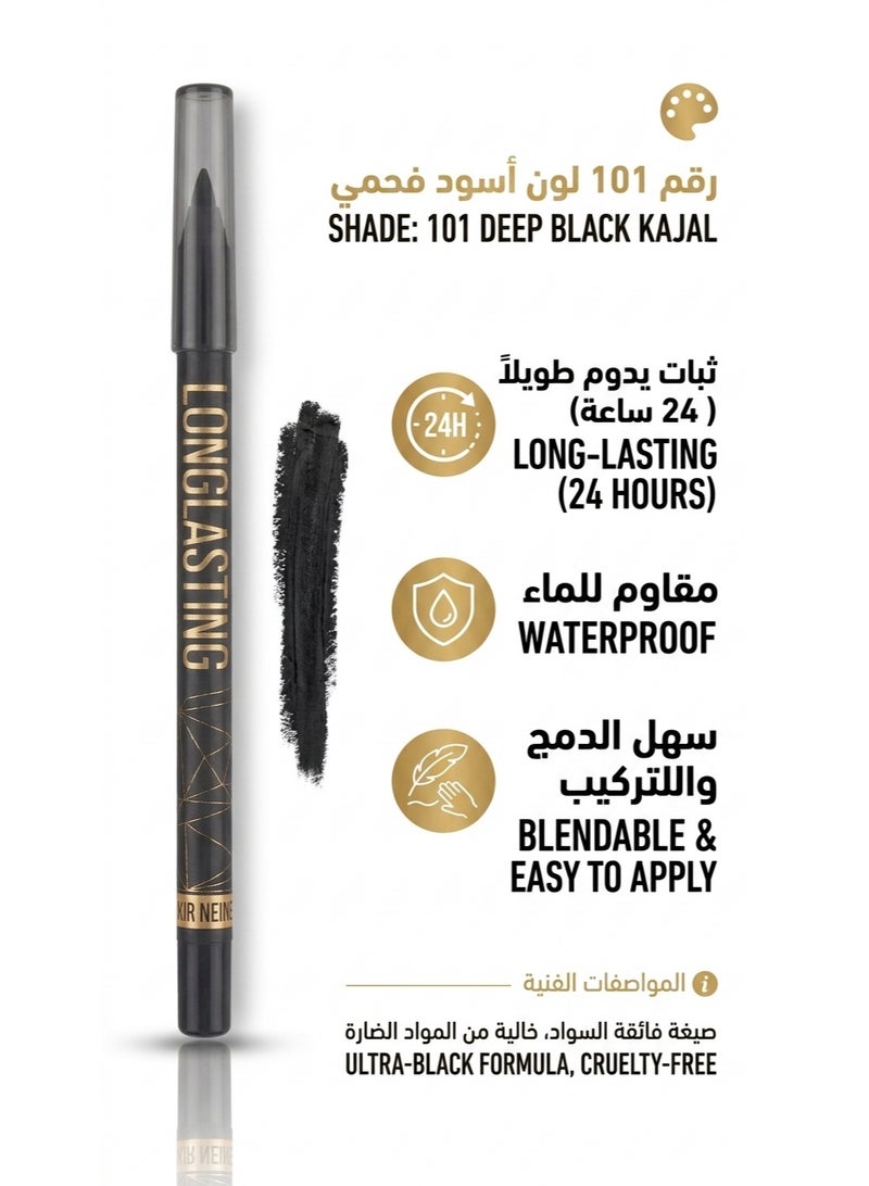 Professional Longlasting Eye Pencil - Shade 101 Carbon Black - 2-in-1 Kohl & Eyeliner - Waterproof - Image 2