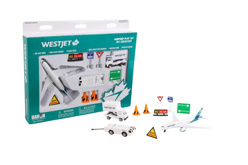 Daron WestJet Airlines Airport Playset with Die-Cast Metal Model Airplane with Plastic Parts, Cars and Transportation Toys for Kids Ages 3+ - Image 1