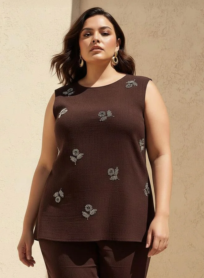  أولا بوبكن Ulla Popken Sleeveless Top with Embellishment