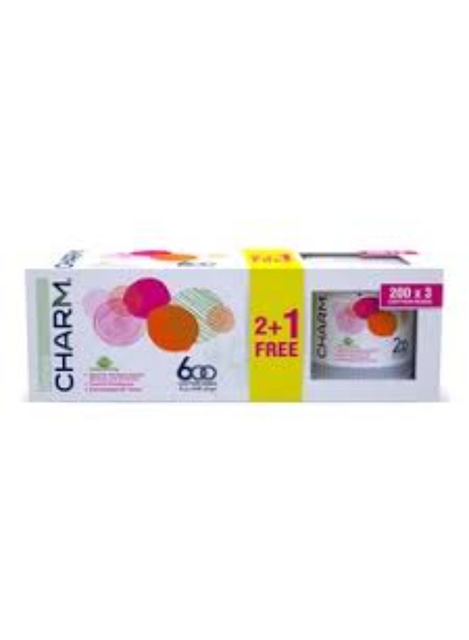 Cotton Swabs, 200 Buds 2+1 Packs