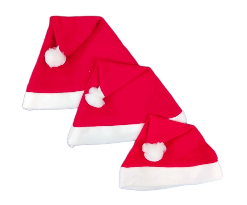 Niku Santa Christmas Cap Hat for Adult & Kids | Family Pack of 3 | Comfortable Soft | Christmas Decorations Items - Image 1