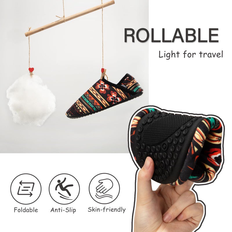 ATHMILE House Slippers for Women Men Indoor Barefoot Slippers Socks Furry Slip on House Shoes Cozy Comfy for Home Bedroom Travel Yoga Women 10.5-11.5 Brown Boho - Image 5