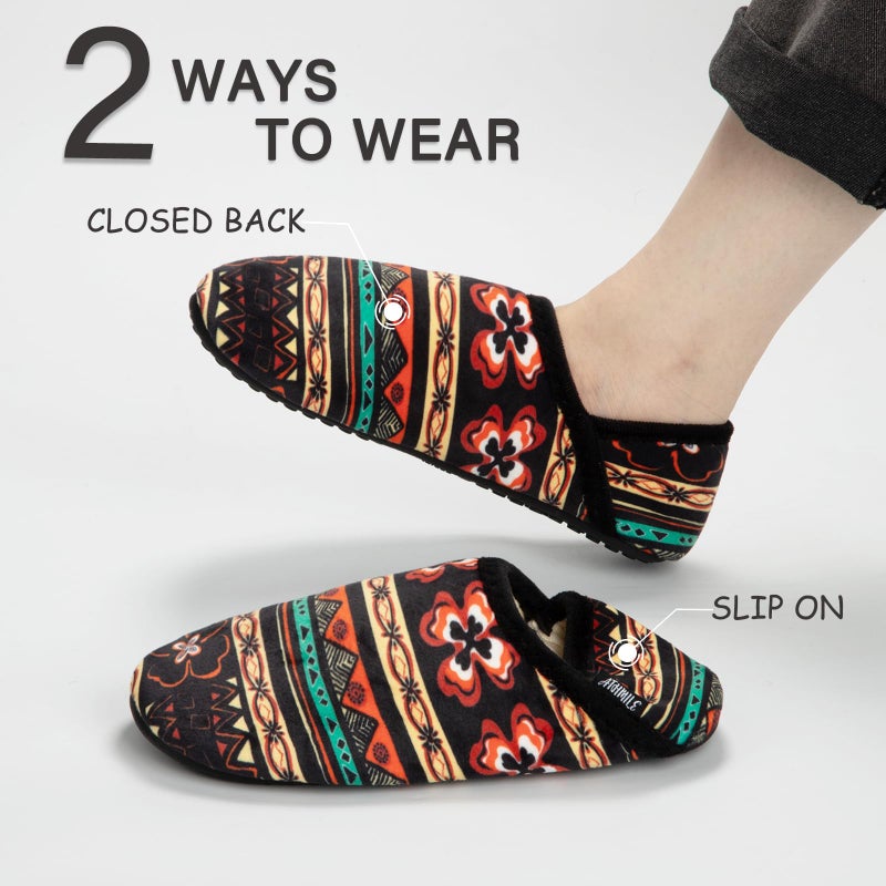 ATHMILE House Slippers for Women Men Indoor Barefoot Slippers Socks Furry Slip on House Shoes Cozy Comfy for Home Bedroom Travel Yoga Women 10.5-11.5 Brown Boho - Image 3