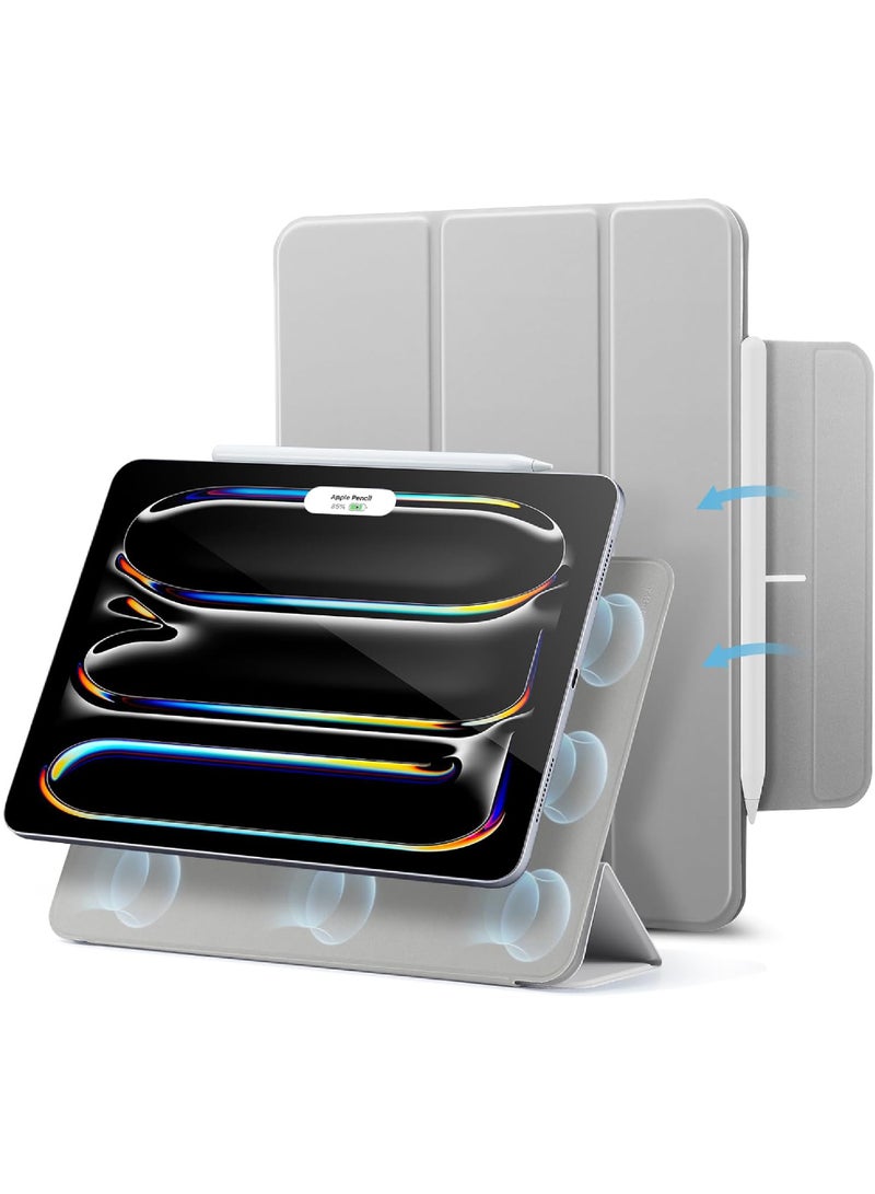 Rock Pow Case for iPad Pro 13 Inch Case (M5/M4) 2025/2024, Powerful Magnetic Attachment, Slim Trifold Stand Case, Supports Pencil Pro & Pencil(USB-C), Auto Wake/Sleep, Durable Protection, Rebound Series, Grey - Image 1