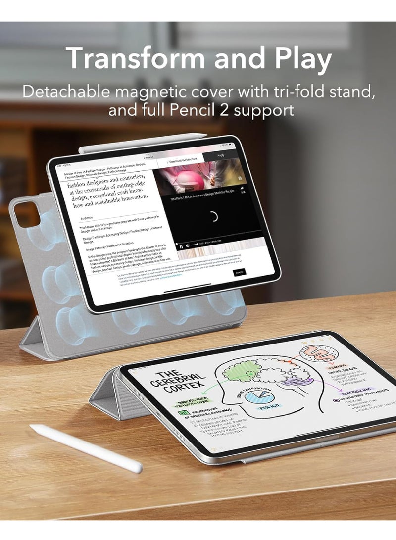 Rock Pow Case for iPad Pro 13 Inch Case (M5/M4) 2025/2024, Powerful Magnetic Attachment, Slim Trifold Stand Case, Supports Pencil Pro & Pencil(USB-C), Auto Wake/Sleep, Durable Protection, Rebound Series, Grey - Image 3