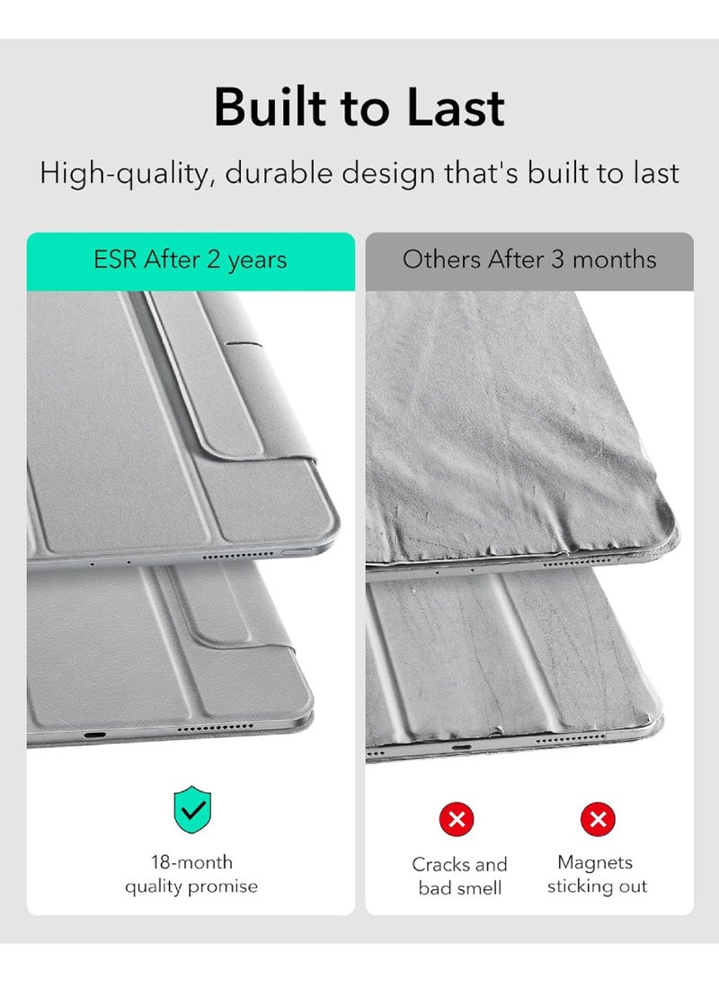 Rock Pow Case for iPad Pro 13 Inch Case (M5/M4) 2025/2024, Powerful Magnetic Attachment, Slim Trifold Stand Case, Supports Pencil Pro & Pencil(USB-C), Auto Wake/Sleep, Durable Protection, Rebound Series, Grey - Image 5