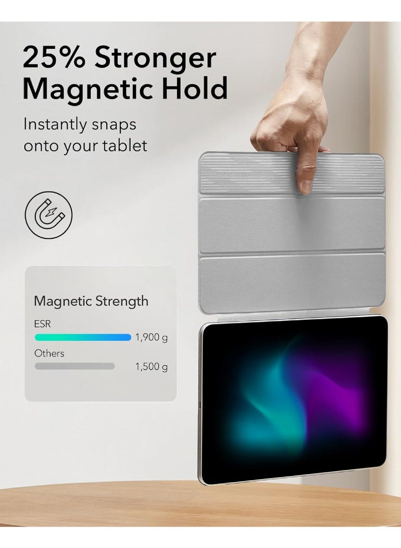 Rock Pow Case for iPad Pro 13 Inch Case (M5/M4) 2025/2024, Powerful Magnetic Attachment, Slim Trifold Stand Case, Supports Pencil Pro & Pencil(USB-C), Auto Wake/Sleep, Durable Protection, Rebound Series, Grey - Image 4