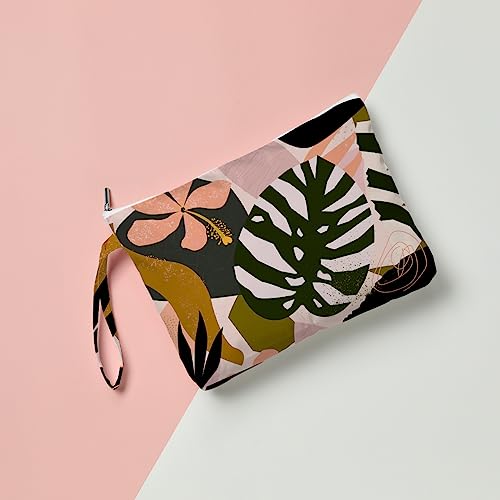 Fokongna Palm leaves Wet Bag Travel Wet Dry Bag Beach Bag Diaper Bag Wet Bag For Swimsuit Travel Makeup Bag Toiletry Bag Waterproof Large Capacity for Women Girls Mom Sister Friends Travel Gifts - Image 4