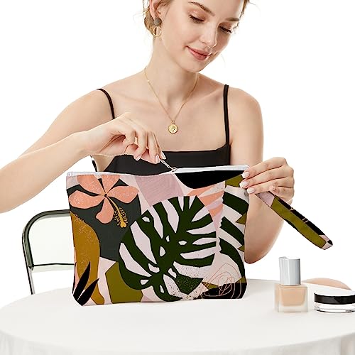 Fokongna Palm leaves Wet Bag Travel Wet Dry Bag Beach Bag Diaper Bag Wet Bag For Swimsuit Travel Makeup Bag Toiletry Bag Waterproof Large Capacity for Women Girls Mom Sister Friends Travel Gifts - Image 3