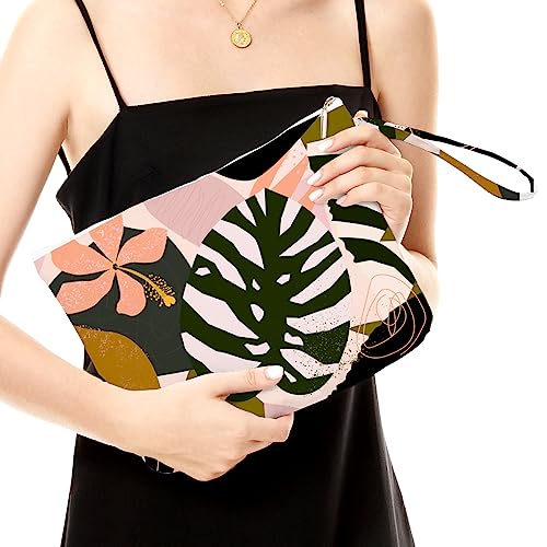 Fokongna Palm leaves Wet Bag Travel Wet Dry Bag Beach Bag Diaper Bag Wet Bag For Swimsuit Travel Makeup Bag Toiletry Bag Waterproof Large Capacity for Women Girls Mom Sister Friends Travel Gifts - Image 2