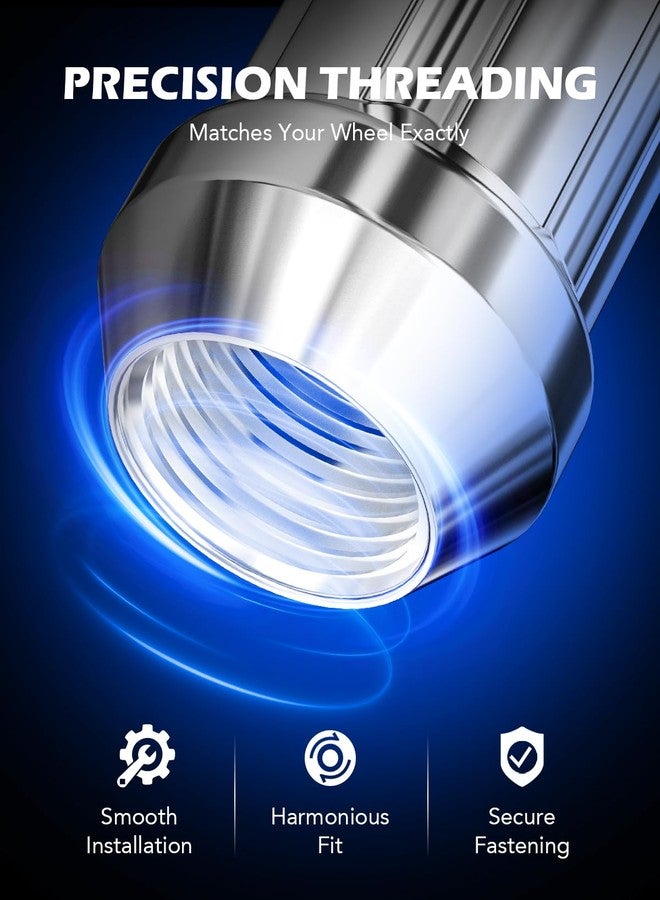 Orion Motor Tech صواميل العجلات أورايون موتور تكنولوجي 14x1.5 كروم 24 قطعة، صواميل سبايك M14x1.5 ملحقات العجلات متوافقة مع شيفروليه ورام وفورد وجي إم سي - Image 5