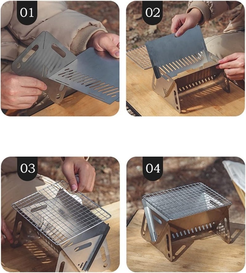 Small Outdoor Grill, Outdoor Stainless Steel Portable BBQ Grill Folding Grill For Camping BBQ Cooking Grid Park - Image 4