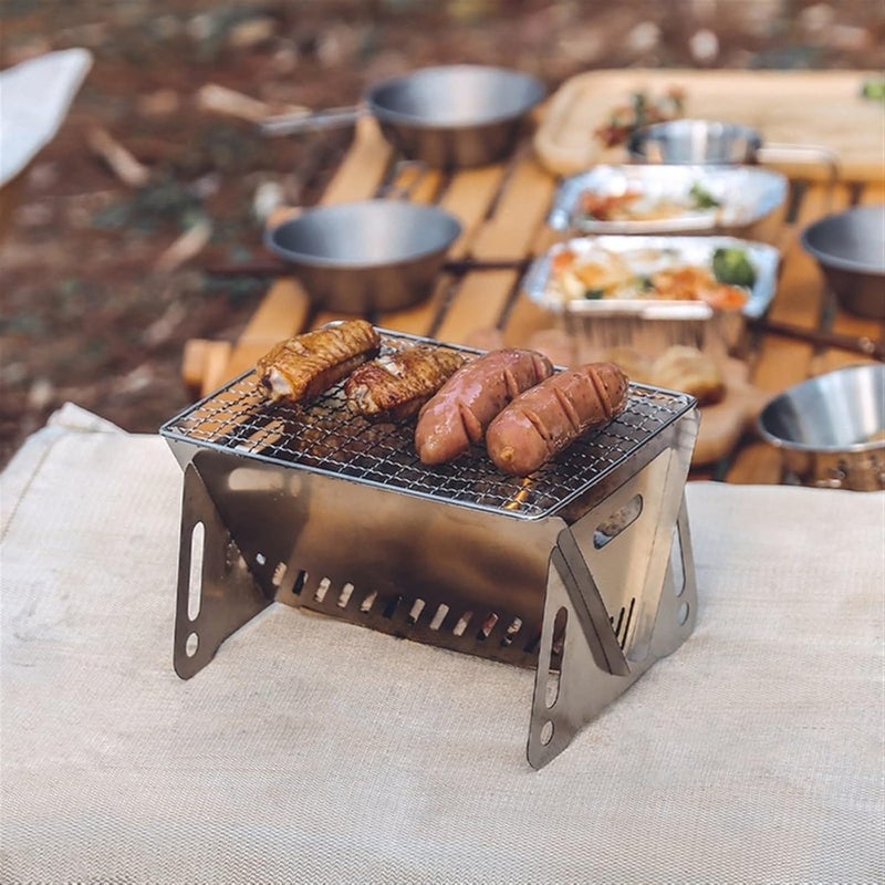 Small Outdoor Grill, Outdoor Stainless Steel Portable BBQ Grill Folding Grill For Camping BBQ Cooking Grid Park - Image 2